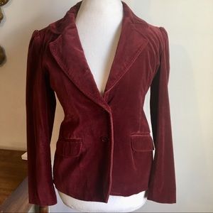 Velvet blazer jacket in maroon